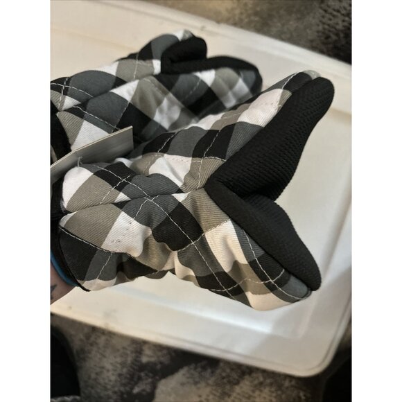 Oven Mitts Mini Black and White Checkerboard Kitchen Supply Cotton & Neoprene - Picture 3 of 6